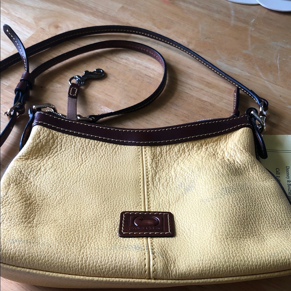 Dooney & Bourke Yellow Leather Crossbody with Brown Trim